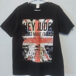 Rare The Beatles  Hey Jude Lyrics Graphics Large T-shirt 100% Cotton Music Band